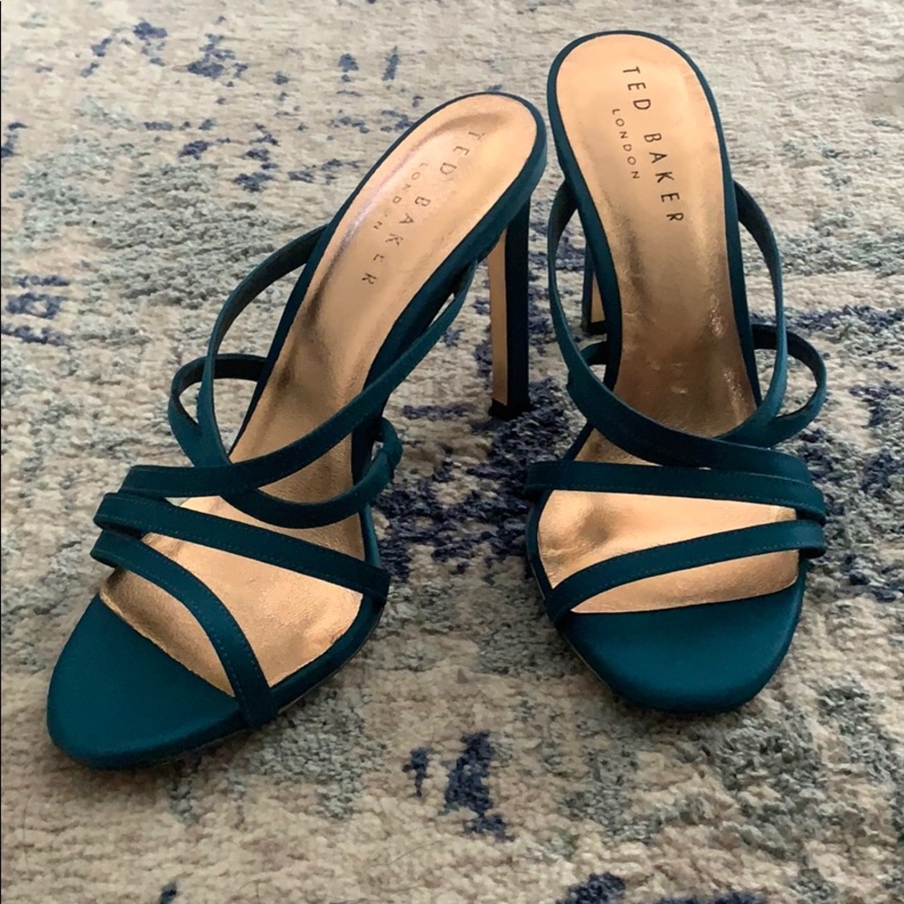 Ted Baker Strappy Satin Teal Heels